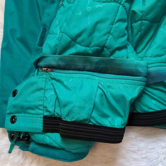 Marmot Portillo Insulated Jacket Blue Green Teal Hooded Snap Coat Women's Small - Picture 10 of 16